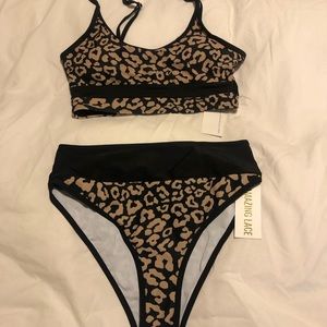Cheetah print two piece bathing suit